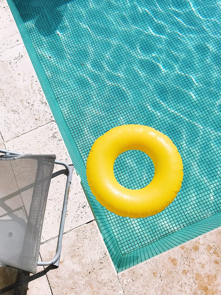 Floating yellow pool toy.