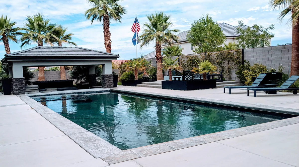 Clean pool with maintained yard